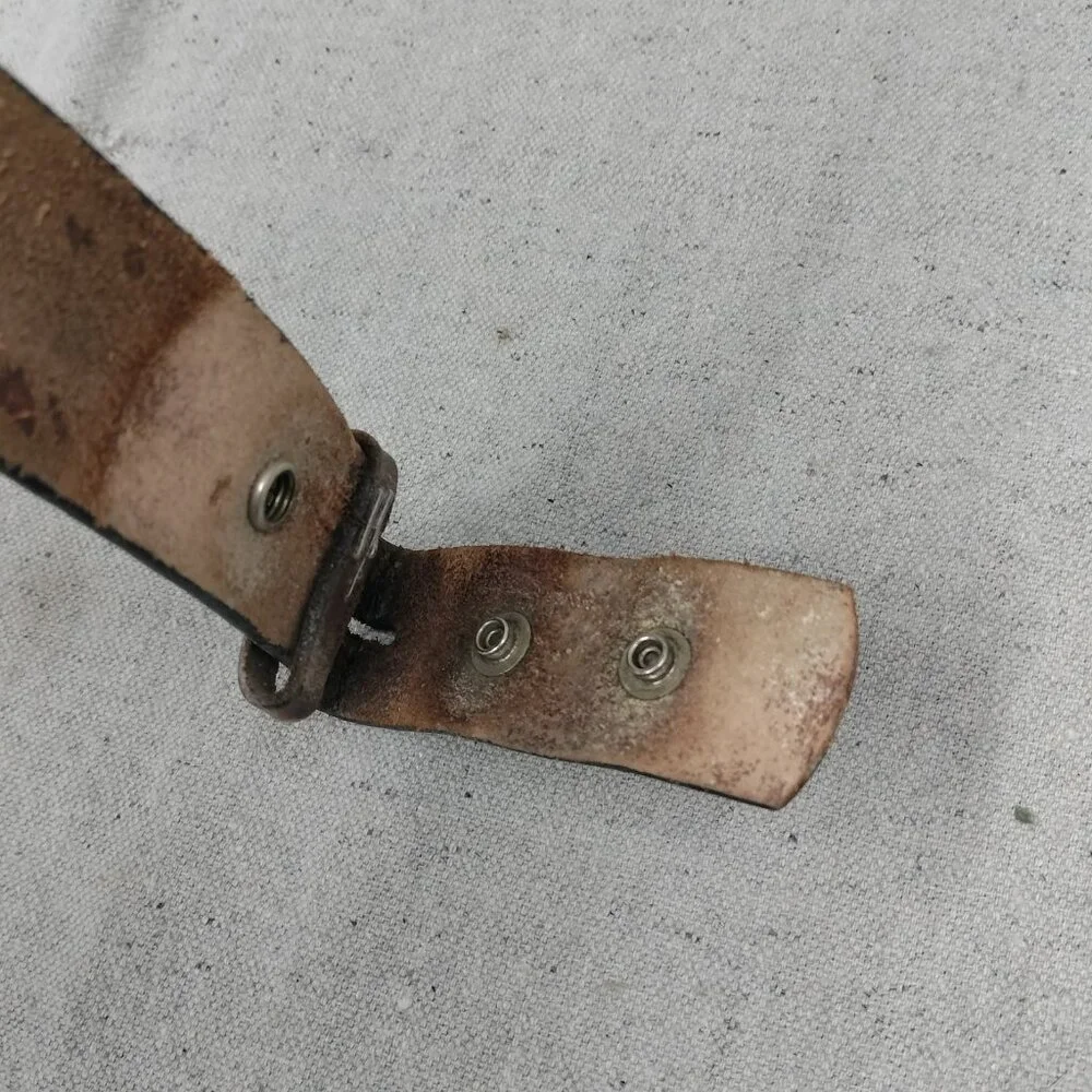 Vintage 80s Tooled Guitar Banjo Fiddle Country Music Brown Leather Belt XS Small